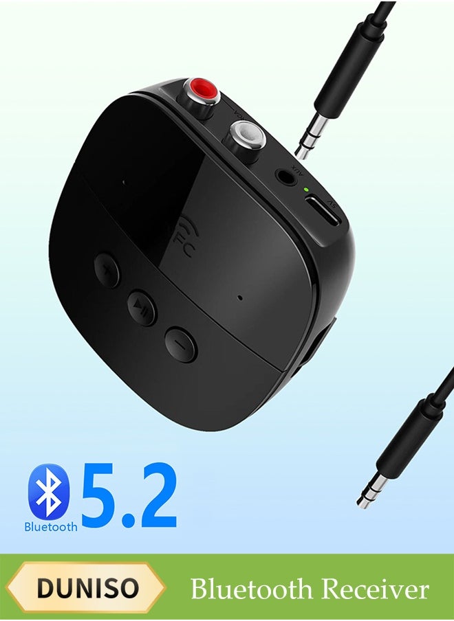Bluetooth Receiver,Bluetooth 5.2 Car Adapter,Audio Receiver,Equipped with USB/TF card function, supporting NFC connection,Apply to Amplifier，Smart Phones，Tablets Laptops，Wired Speaker，54*54*13.7mm