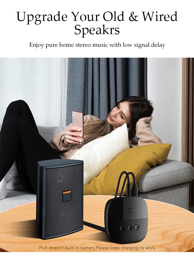 Bluetooth Receiver,Bluetooth 5.2 Car Adapter,Audio Receiver,Equipped with USB/TF card function, supporting NFC connection,Apply to Amplifier，Smart Phones，Tablets Laptops，Wired Speaker，54*54*13.7mm