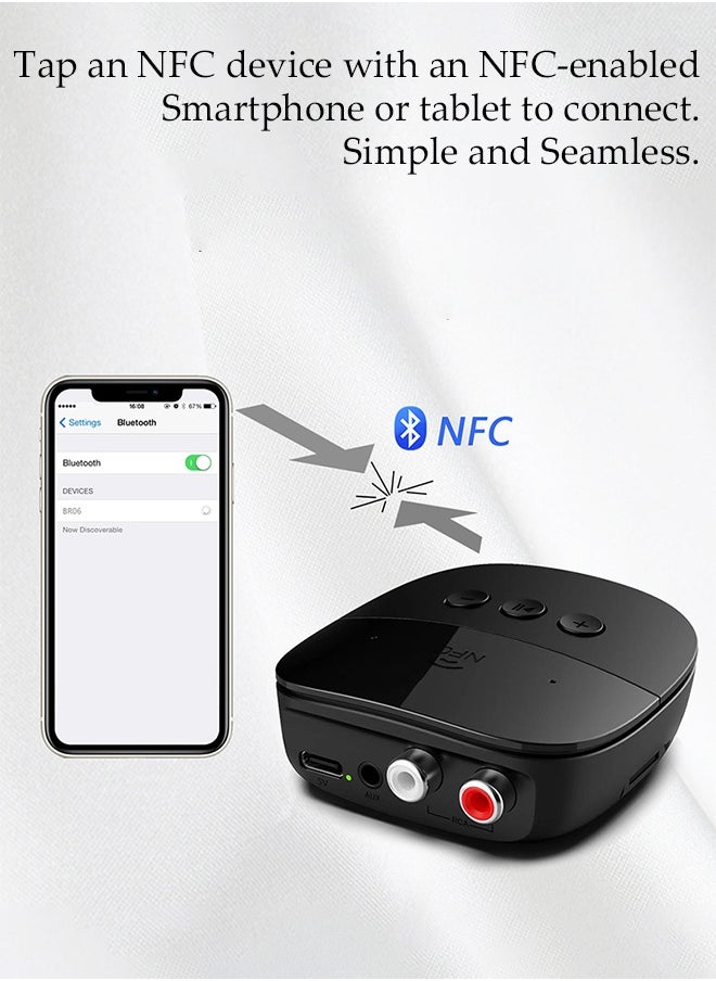 Bluetooth Receiver,Bluetooth 5.2 Car Adapter,Audio Receiver,Equipped with USB/TF card function, supporting NFC connection,Apply to Amplifier，Smart Phones，Tablets Laptops，Wired Speaker，54*54*13.7mm