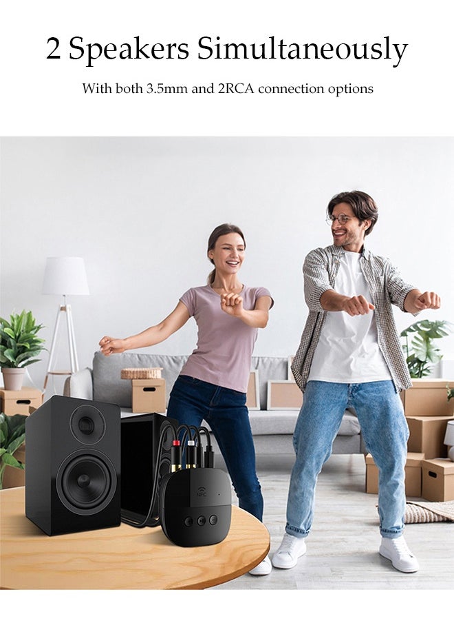 Bluetooth Receiver,Bluetooth 5.2 Car Adapter,Audio Receiver,Equipped with USB/TF card function, supporting NFC connection,Apply to Amplifier，Smart Phones，Tablets Laptops，Wired Speaker，54*54*13.7mm