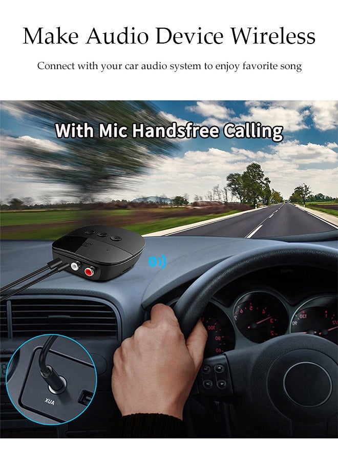 Bluetooth Receiver,Bluetooth 5.2 Car Adapter,Audio Receiver,Equipped with USB/TF card function, supporting NFC connection,Apply to Amplifier，Smart Phones，Tablets Laptops，Wired Speaker，54*54*13.7mm