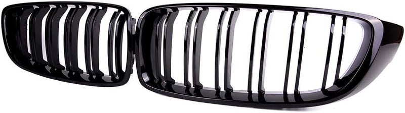 SNA F32 Kidney Grill Fit for BMW 4 Series F32 F33 F36 (2014-2019) F82 M4 F80 M3 (2015-2019) (Black Double Slats ABS Grille, 2-pc Set) - Image 2