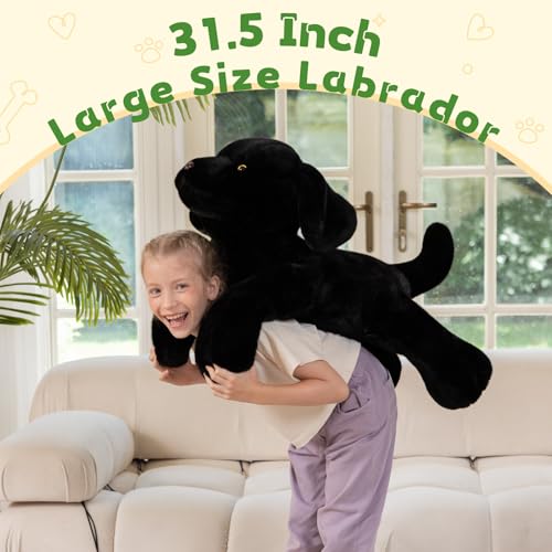 BENINY Giant Black Lab Stuffed Animal 315 Inch Big Realistic Stuffed Labrador Dog Plush Toy Puppy Throw Pillow Gift for Kids - Image 5