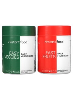 Codeage, Easy Veggies Daily Veggie Blend / Fast Fruits Daily Fruit Blend, 2 Bottles, 90 Capsules Each