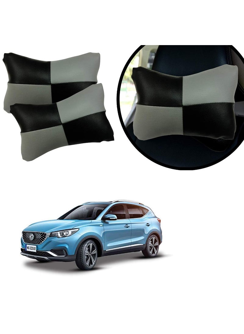 Adroitz Adroitz Grey Neck Rest Soft Cushion in Leatherette Material Check Design for CaR_979  - Image 1