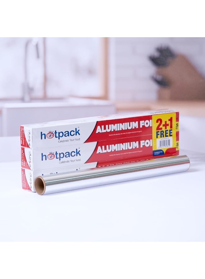 Hotpack Plain Aluminium Foil 37.5 Sqft 11 Micron 2+1 Free Offer Pack - Image 2