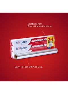 Hotpack Hotpack Plain Aluminium Foil 37.5 Sqft 11 Micron 2+1 Free Offer Pack  - Image 4