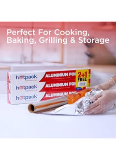 Hotpack Hotpack Plain Aluminium Foil 37.5 Sqft 11 Micron 2+1 Free Offer Pack  - Image 5