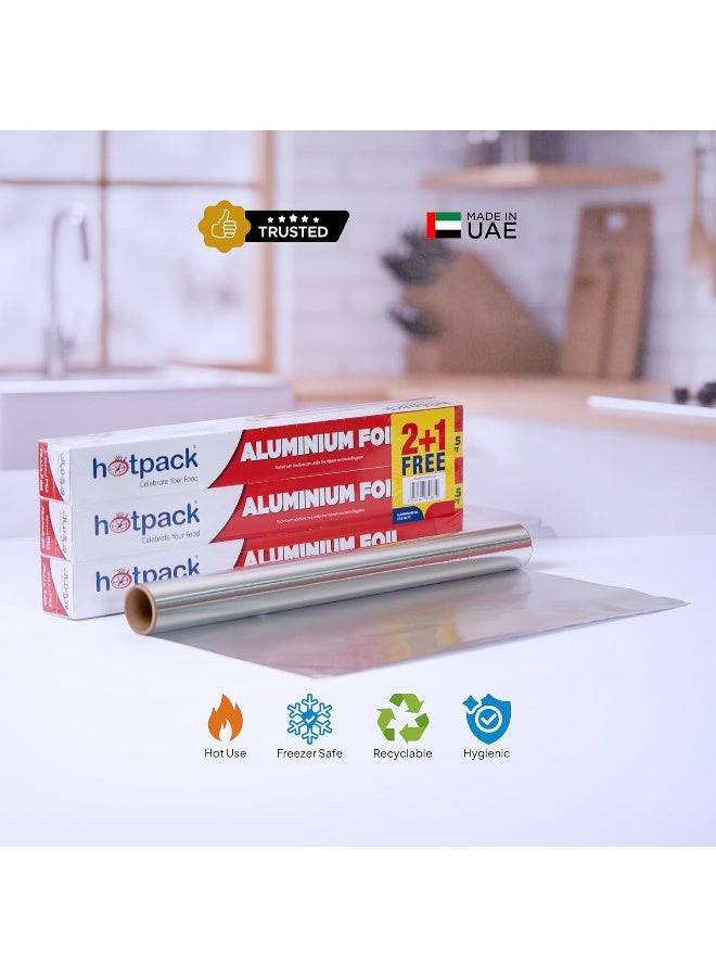 Hotpack Plain Aluminium Foil 37.5 Sqft 11 Micron 2+1 Free Offer Pack - Image 3