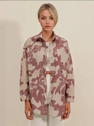 بيغ دارت قميص بأزرار وأكمام طويلة كبير الحجم من