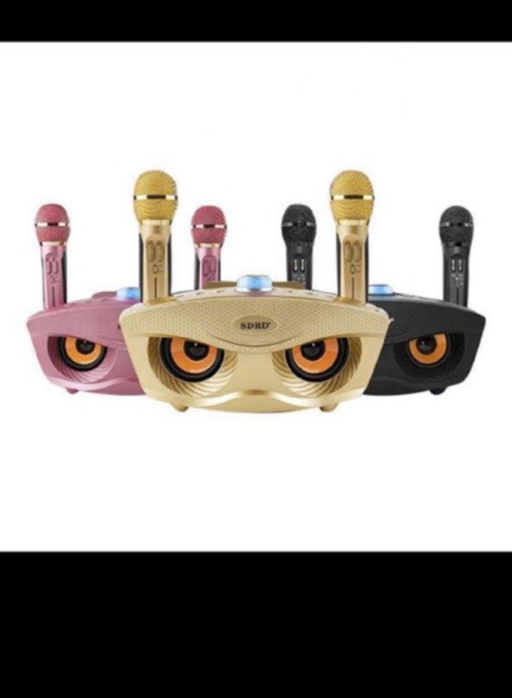 Portable Karaoke Machine with 10W Bluetooth Speaker, 2 Wireless Microphones, 10m Bluetooth Range – Multifunctional Family Karaoke System for Indoor & Outdoor Use (Gold) - Image 1