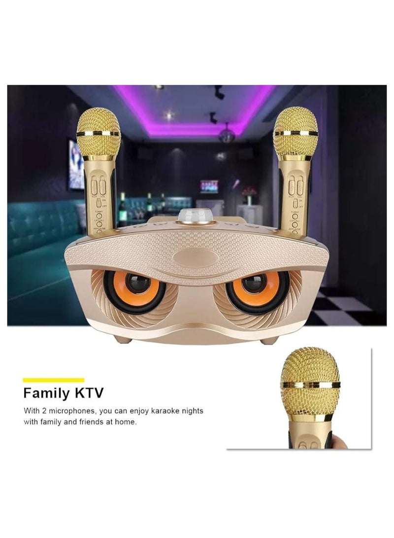 Portable Karaoke Machine with 10W Bluetooth Speaker, 2 Wireless Microphones, 10m Bluetooth Range – Multifunctional Family Karaoke System for Indoor & Outdoor Use (Gold) - Image 3