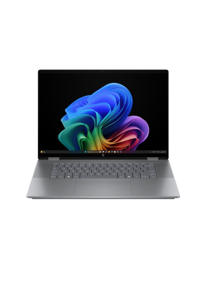 HP لابتوب OmniBook X Flip 2-in-1 AI 16-ar0000nx بشاشة OLED بدقة 3K (2880x1800) مقاس 16 بوصة، معالج AMD Ryzen AI 7 350، ذاكرة وصول عشوائي DDR5 سعة 24 جيجابايت، قرص صلب SSD سعة 1 تيرابايت، بطاقة رسومات AMD Radeon، نظام التشغيل Windows 11 Home، يدعم اللغتين الإنجليزية والعربية، لون فضي الإنجليزية/العربية - Image 1