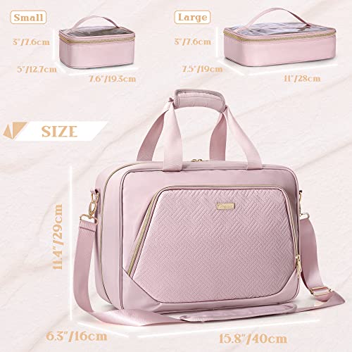 Prokva Professional Makeup Artist Travel Case with 4 Detachable Cosmetic Bags, Large Make up Organizer Bag with Makeup Kit Storage Section and Hair Tools Pocket, Pink (Empty Bag Only) - Image 5