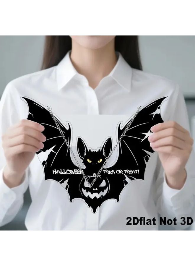 Black Acrylic Halloween Trick Or Treat Wall Decor With Bats Pumpkins Design - Image 2