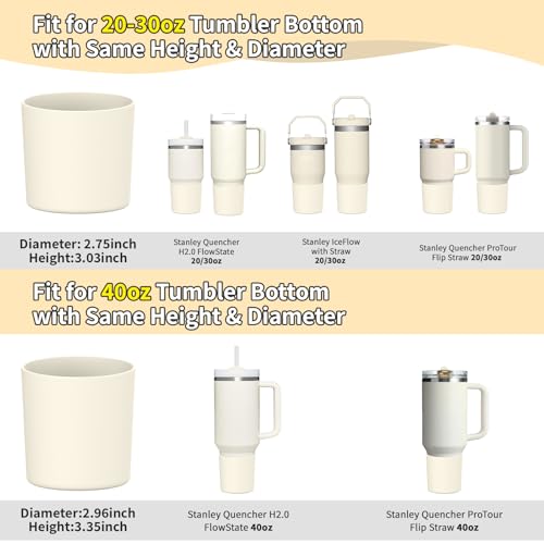 WUQID Higher Silicone Boot Compatible with Stanley Quencher H20 40oz 30oz 20oz IceFlow Flip 30oz 20ozFit Same Diameter 20oz40oz Tumbler Cups AntiSlip Bottle Bottom Sleeve Cover - Image 3
