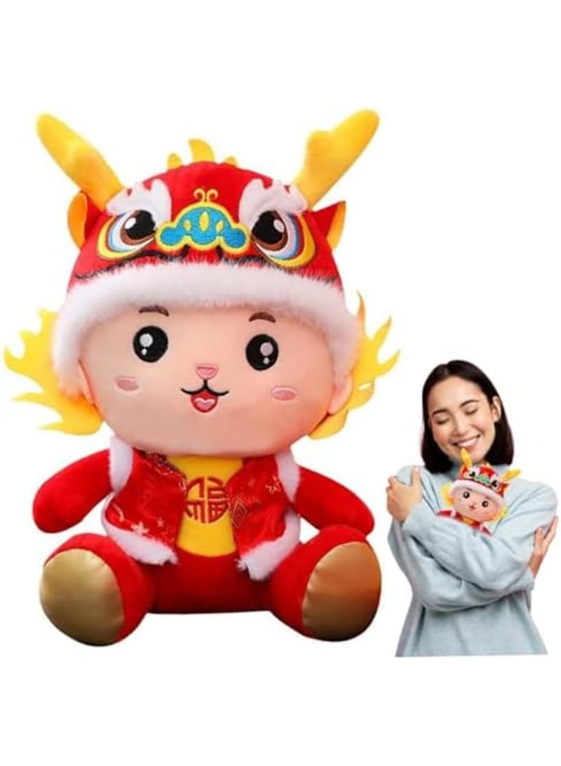 SYOSI لعبة دمية التنين، لعبة التنين، حيوانات محشوة من التنين الصيني، 7.9 بوصة زودياك جالسة مطرزة من قطن PP، هدية عيد رأس السنة الصينية لزينة مهرجان الربيع - Image 5