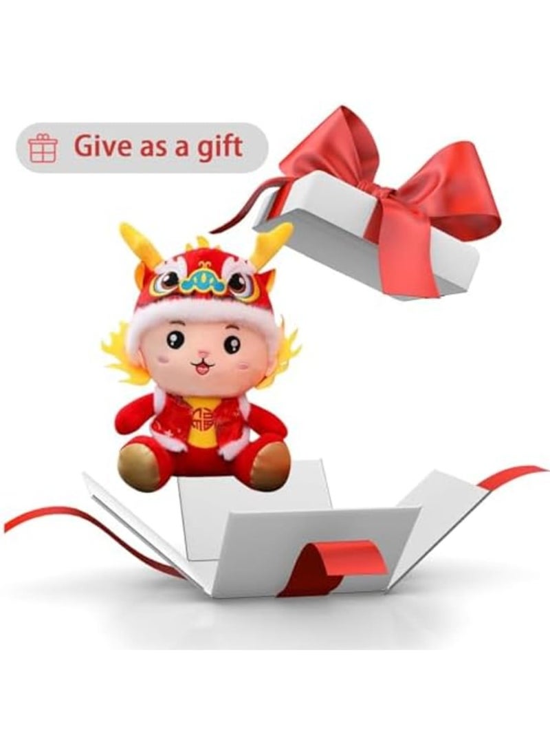 SYOSI لعبة دمية التنين، لعبة التنين، حيوانات محشوة من التنين الصيني، 7.9 بوصة زودياك جالسة مطرزة من قطن PP، هدية عيد رأس السنة الصينية لزينة مهرجان الربيع - Image 3