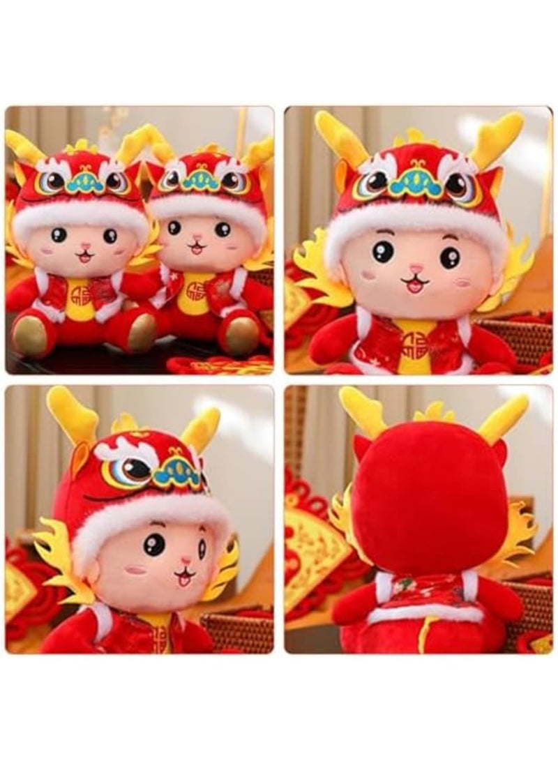 SYOSI لعبة دمية التنين، لعبة التنين، حيوانات محشوة من التنين الصيني، 7.9 بوصة زودياك جالسة مطرزة من قطن PP، هدية عيد رأس السنة الصينية لزينة مهرجان الربيع - Image 2