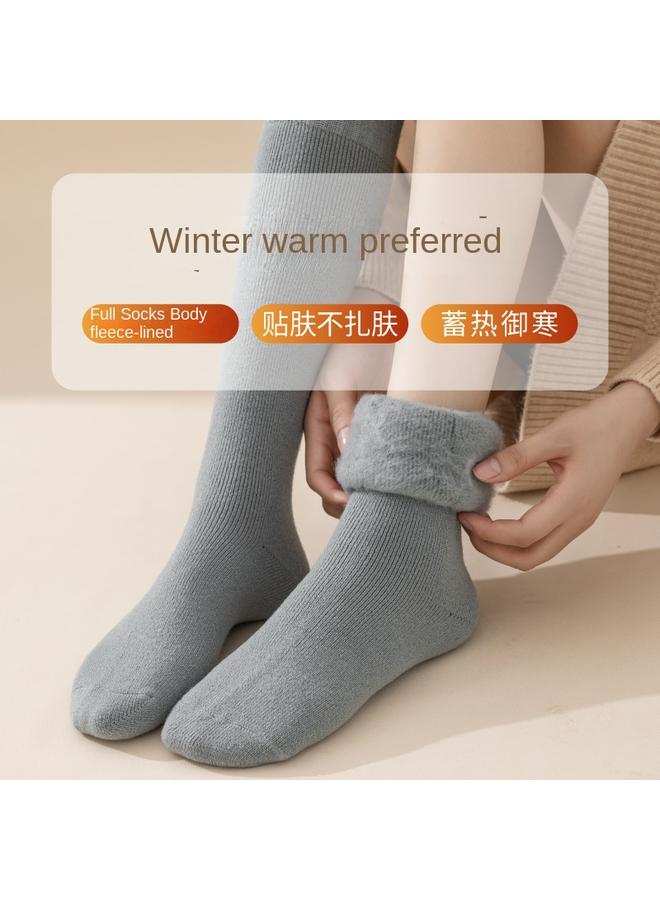 Bluejw Zhuji Socks Women's Fleece-lined Thickened Warm Calf Socks Winter Mid-length Socks Pressure Slimming Trillet Socks Cold-resistant Stockings  - Image 5