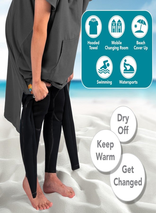 Suncube SUN CUBE Surf Poncho Changing Robe with Hood, Quick Dry Microfiber Wetsuit Changing Towel for Surfing Beach Swim Outdoor Sports Men, Absorbent Wearable Towel Cover Up with Pocket, Gray - Image 4