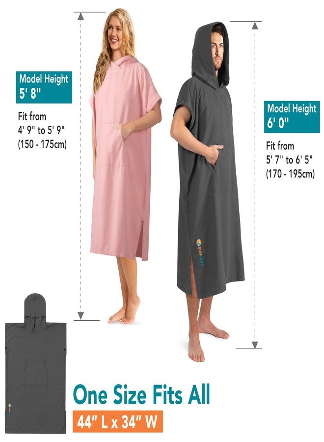 Suncube SUN CUBE Surf Poncho Changing Robe with Hood, Quick Dry Microfiber Wetsuit Changing Towel for Surfing Beach Swim Outdoor Sports Men, Absorbent Wearable Towel Cover Up with Pocket, Gray - Image 3