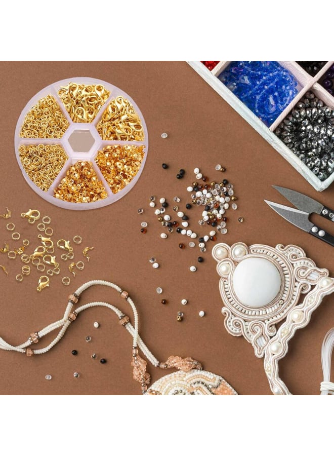 570 Pcs Jewelry Findings Tools, Jewelry Making Finding Accessories Set, 400pcs Open Jump Rings 120pcs Bead Tips Knot Covers 50pcs Lobster Claw Clasp, Jump Rings Jewelry Making Supplies (Gold) - Image 5