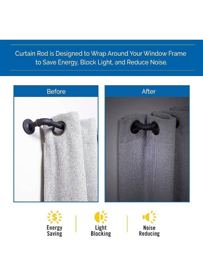 Sun Zero SN47073 Bronn Industrial Pipe Blackout Wrap Around Curtain Rod 3666 Adjustable Length Matte Black Finish 34 Diameter Textured Steel Tube - Image 5