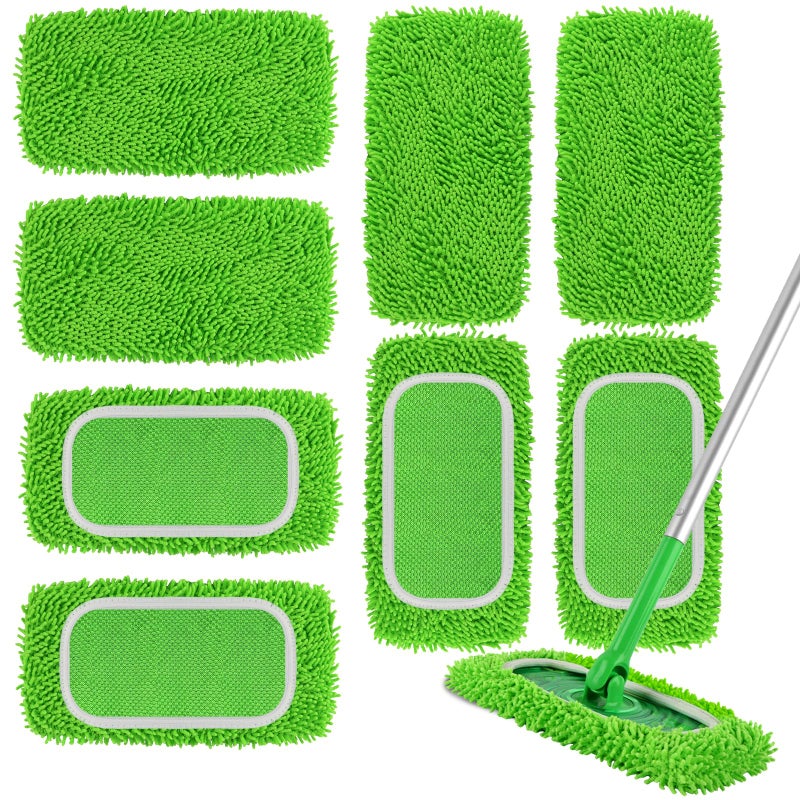 AmaVins Reusable Microfiber Mop Pads Compatible with Swiffer Sweeper Mop, Wet and Dry Flat mop Cover, Replacement Sweeping Mopping pad Refills for Surface/Hardwood Floor Cleaning (8Pcs) - Image 1