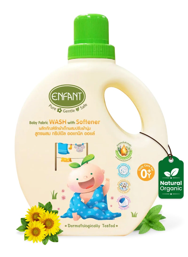 ENFANT Baby Laundry Detergent 1000ML, 2-in-1 Organic Fabric Wash with Softener, Plant Based, Gentle Stain Remover for Baby Clothes, Dye Free, Bleach Free, Newborn Safe, pH Balanced - Image 1