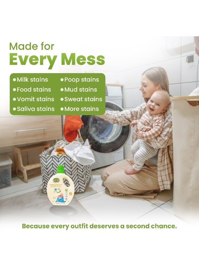 ENFANT Baby Laundry Detergent 1000ML, 2-in-1 Organic Fabric Wash with Softener, Plant Based, Gentle Stain Remover for Baby Clothes, Dye Free, Bleach Free, Newborn Safe, pH Balanced - Image 3