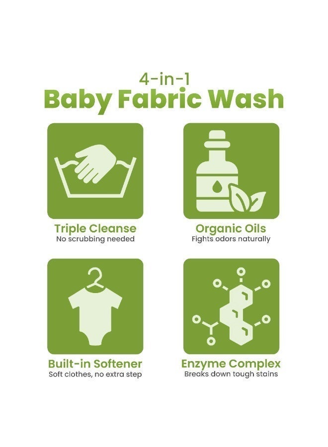 ENFANT Baby Laundry Detergent 1000ML, 2-in-1 Organic Fabric Wash with Softener, Plant Based, Gentle Stain Remover for Baby Clothes, Dye Free, Bleach Free, Newborn Safe, pH Balanced - Image 5