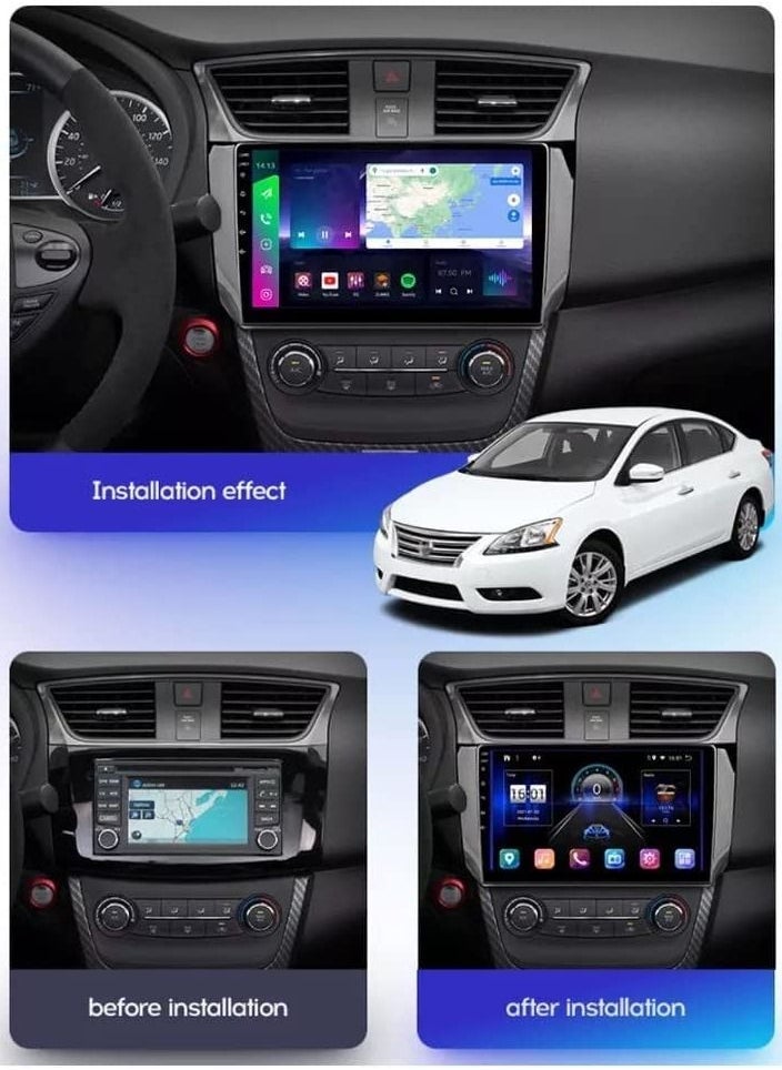 RAYMOS Android Screen For Nissan Sentra 2012 2013 2014 2015 2016 2017 2018 2019 4GB RAM QLED Support Apple Carplay Android Auto Wireless 10 inch Screen With Free AHD Camera - Image 1