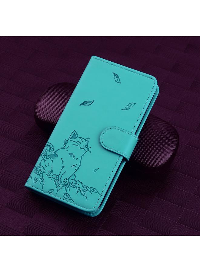 Zaboon Case For iPhone 12 / 12 Pro Cute Cat Embossed Leather Phone Case - Image 2