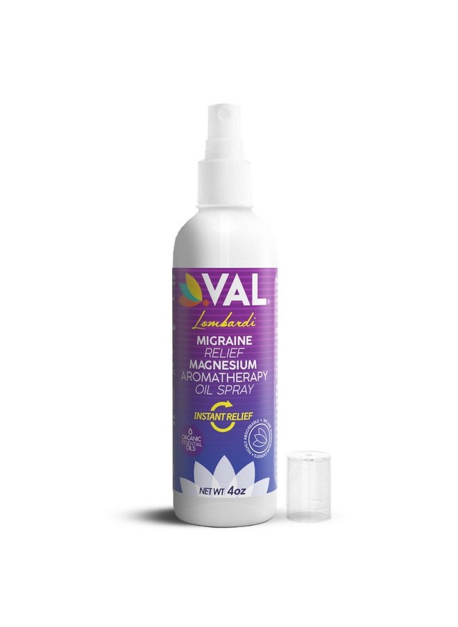VAL - Natural Migraine Relief Magnesium Spray With Relaxant Magnesium Oil Lavender Essential Oil Peppermint Oil Headache Relief Best Magnesium Formula For Tension And Cluster Headaches 4Oz - Image 1