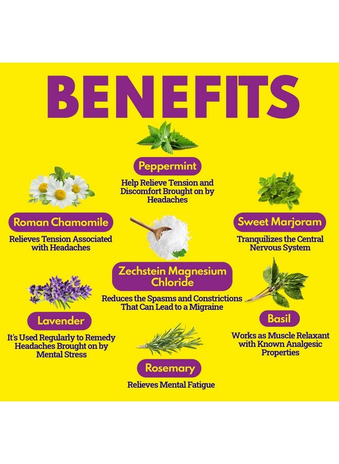 VAL - Natural Migraine Relief Magnesium Spray With Relaxant Magnesium Oil Lavender Essential Oil Peppermint Oil Headache Relief Best Magnesium Formula For Tension And Cluster Headaches 4Oz - Image 1