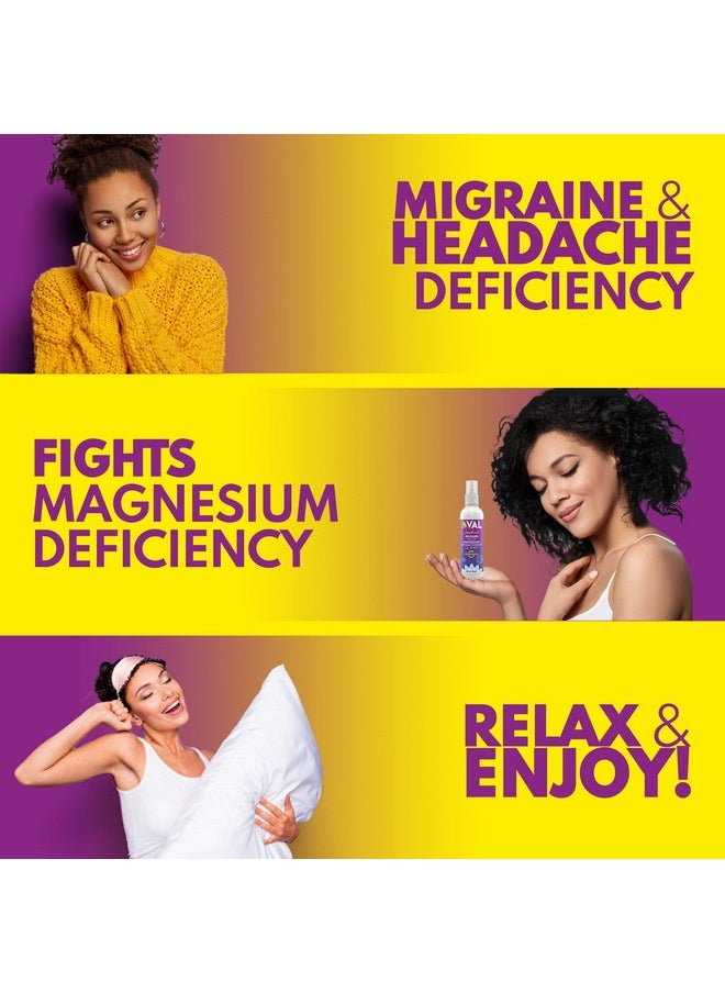 VAL - Natural Migraine Relief Magnesium Spray With Relaxant Magnesium Oil Lavender Essential Oil Peppermint Oil Headache Relief Best Magnesium Formula For Tension And Cluster Headaches 4Oz - Image 1