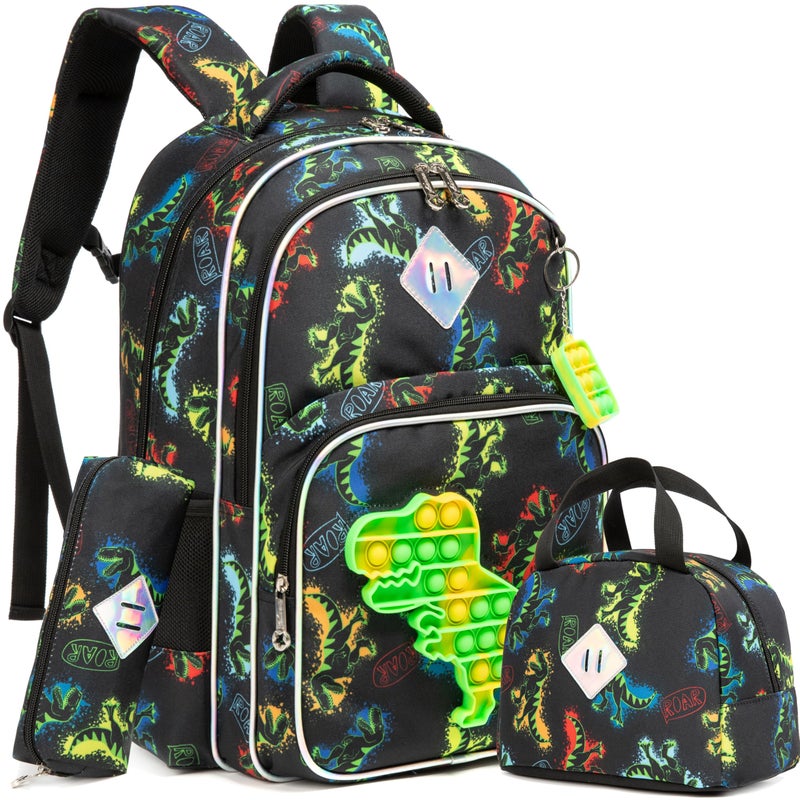Meetbelify Boys Dinosaur Backpack for Elementary Kindergarten School Bag with Lunch Box Set Kids Backpack Set for Boys Age 68 - Image 2