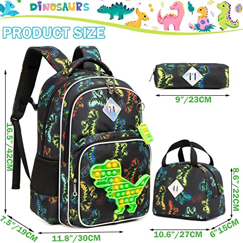 Meetbelify Boys Dinosaur Backpack for Elementary Kindergarten School Bag with Lunch Box Set Kids Backpack Set for Boys Age 68 - Image 3