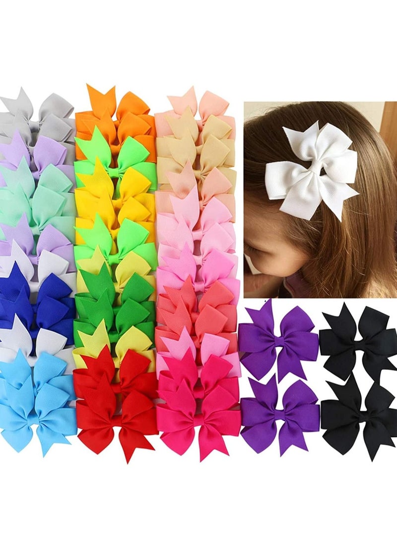 أوريتي ORiTi 30 قطعة من شرائط Grosgrain البوتيكية مقاس 3 بوصات ومشابك شعر على شكل تمساح للبنات والرضع والأطفال الصغار والمراهقين هدايا في أزواج - مزيج الألوان  - Image 1