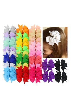 ORiTi ORiTi 30Piece 3 inch Boutique Grosgrain Ribbon Pinwheel Hair Bows Alligator Clips For Girls Babies Toddlers Teens Gifts In Pairs - Mix Color  - Image 2