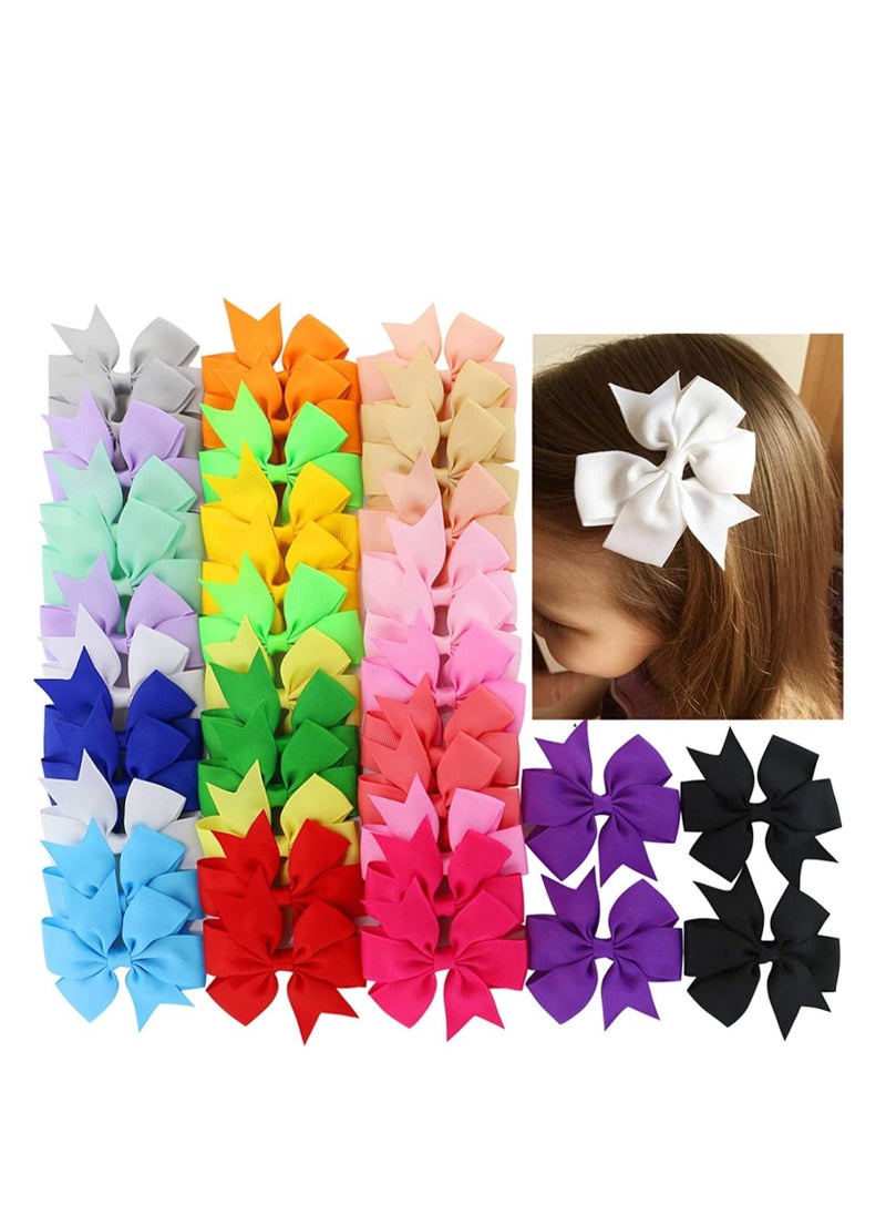 أوريتي ORiTi 30 قطعة من شرائط Grosgrain البوتيكية مقاس 3 بوصات ومشابك شعر على شكل تمساح للبنات والرضع والأطفال الصغار والمراهقين هدايا في أزواج - مزيج الألوان  - Image 2