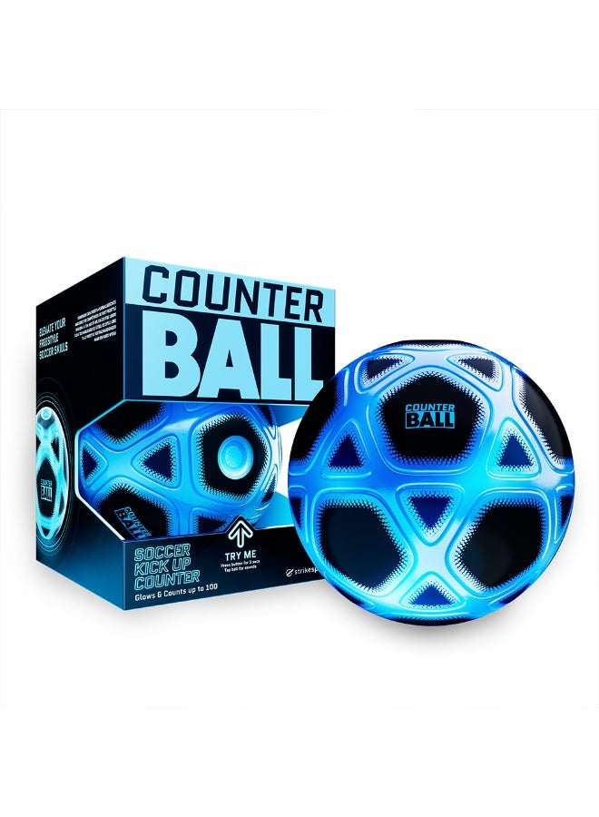 Strikesphere Counter Football – Smart Glow Soccer Ball, Interactive Indoor/ Outdoor Training Soccer Toy for Kids 6+ Years, Blue - Image 1