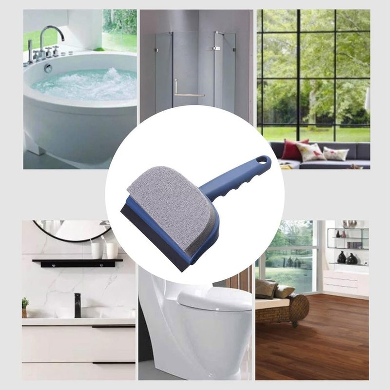 Leeonz Clearance Window Cleaner Brush MultiFunctional Glass Scraper Bathroom Wiper Wall Tile Decontamination Brush with Handle Cleaning Tools Blue - Image 2