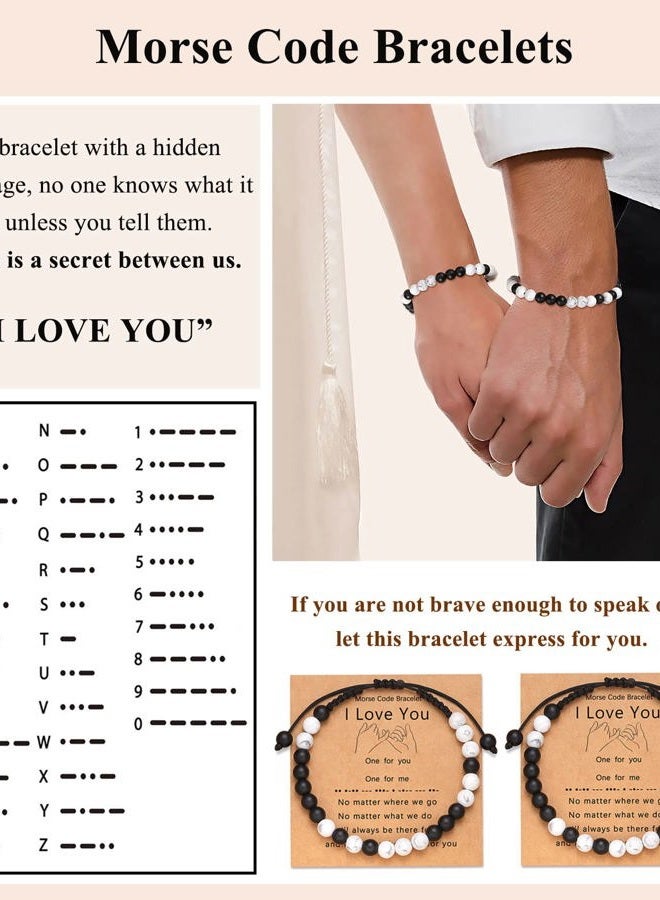 UNGENT THEM Matching Couples Bracelets Morse Code Boyfriend Girlfriend Long Distance Relationship Christmas I Love You Valentines Day Gifts for Him Her Boyfriend Girlfriend Women Men - Image 2