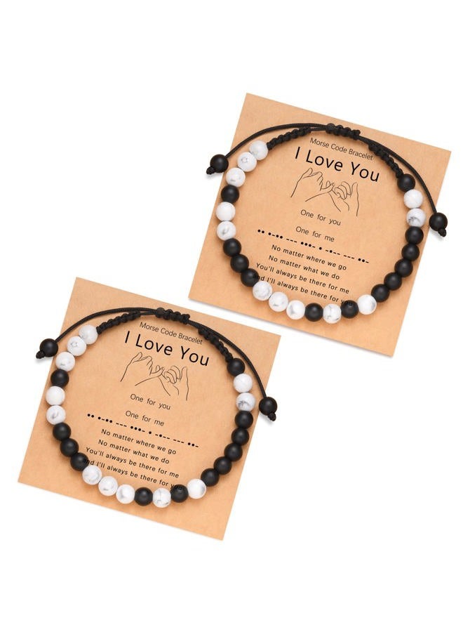 UNGENT THEM Matching Couples Bracelets Morse Code Boyfriend Girlfriend Long Distance Relationship Christmas I Love You Valentines Day Gifts for Him Her Boyfriend Girlfriend Women Men - Image 1