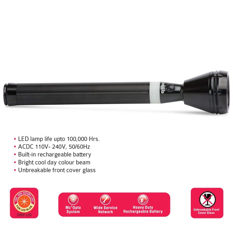 iBELL IBELL Fl8336 Rechargeable Flashlight Torch Long Beam Range Aircraft Aluminium Body Bright Led Light BlackAluminum Pack of 1  - Image 3