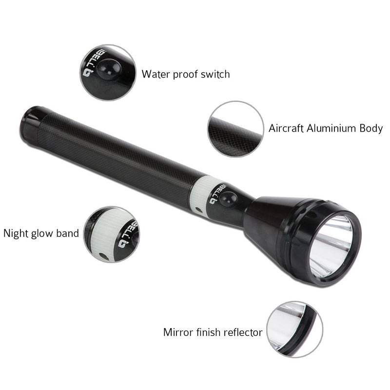 iBELL IBELL Fl8336 Rechargeable Flashlight Torch Long Beam Range Aircraft Aluminium Body Bright Led Light BlackAluminum Pack of 1  - Image 4