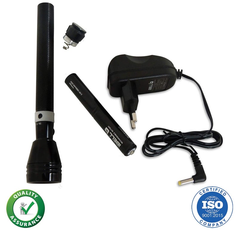 iBELL IBELL Fl8336 Rechargeable Flashlight Torch Long Beam Range Aircraft Aluminium Body Bright Led Light BlackAluminum Pack of 1  - Image 5
