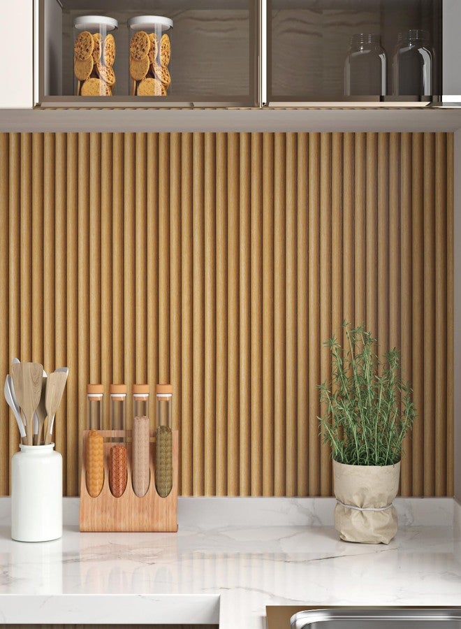 STICKEEP Brown Wood Wall Panel Wallpaper Peel and Stick 3D Textured Wood Contact Paper for Walls Removable Natural Wood Slat Wallpaper for Bedroom Living Room Cabinets Bathroom Countertops 17.71"x118" - Image 3